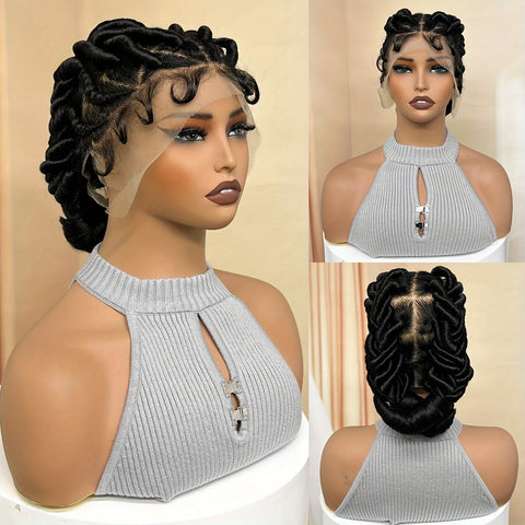 Image of Freesia Beauty Elegant Full Lace Synthetic Wig for Women - High-Density 180%, Heat Resistant Up to 356°F, Versatile Black Braided Style with Natural Look & Fullness, Suitable for All Ethnicities, Heat Resistant Lace Front Wi-FrenzyAfricanFashion.com