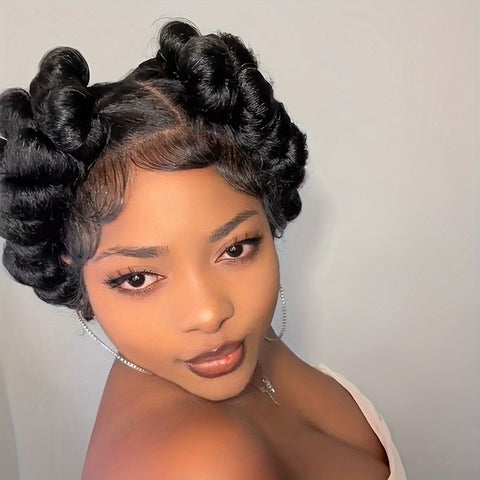 Image of Elegant Full Lace Braid Wig for Women - 200% Density, Double-Layered, Short Style with Large Partition - Perfect for Daily Wear-FrenzyAfricanFashion.com