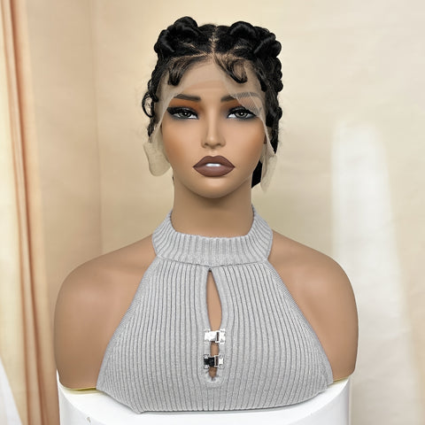 Image of Freesia Beauty Elegant Full Lace Synthetic Wig for Women - High-Density 180%, Heat Resistant Up to 356°F, Versatile Black Braided Style with Natural Look & Fullness, Suitable for All Ethnicities, Heat Resistant Lace Front Wi-FrenzyAfricanFashion.com