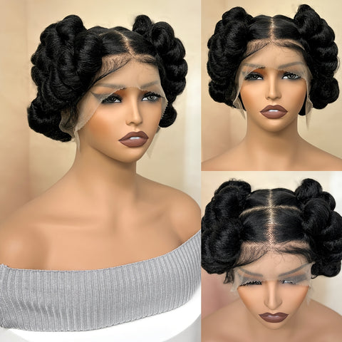 Image of Freesia Beauty Elegant Full Lace Synthetic Wig for Women - High-Density 180%, Heat Resistant Up to 356°F, Versatile Black Braided Style with Natural Look & Fullness, Suitable for All Ethnicities, Heat Resistant Lace Front Wi-FrenzyAfricanFashion.com