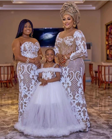 Image of Lace Fabric French Beaded Net Tulle Fabric Embroidered Lace for Dresses -3 YARDS-FrenzyAfricanFashion.com