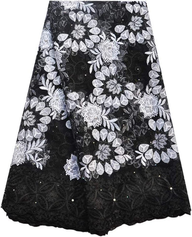 Image of Embroidered Lace Fabric 5yards-FrenzyAfricanFashion.com