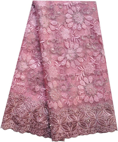 Image of Embroidered Lace Fabric 5yards-FrenzyAfricanFashion.com