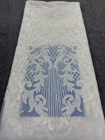 Image of Lace Fabric French Beaded Net Tulle Fabric Embroidered Lace for Dresses -3 YARDS-FrenzyAfricanFashion.com