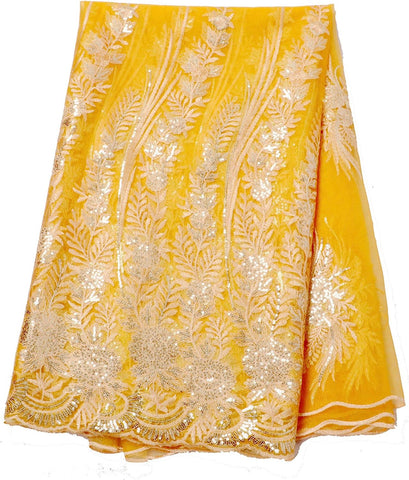 Image of French Lace Fabric Embroidered Sequins Wedding-FrenzyAfricanFashion.com