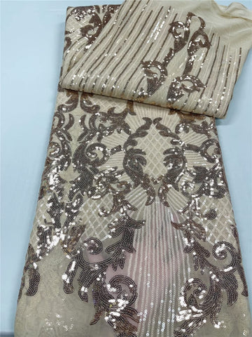 Image of Lace Fabric French Beaded Net Tulle Fabric Embroidered Lace for Dresses -3 YARDS-FrenzyAfricanFashion.com