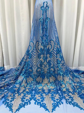 Image of Lace Fabric French Beaded Net Tulle Fabric Embroidered Lace for Dresses -3 YARDS-FrenzyAfricanFashion.com