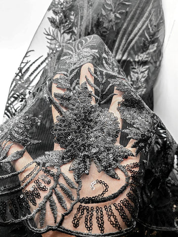 Image of French Lace Fabric Embroidered Sequins Wedding-FrenzyAfricanFashion.com