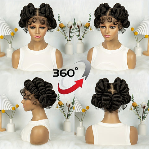 Image of Elegant Full Lace Braid Wig for Women - 200% Density, Double-Layered, Short Style with Large Partition - Perfect for Daily Wear-FrenzyAfricanFashion.com