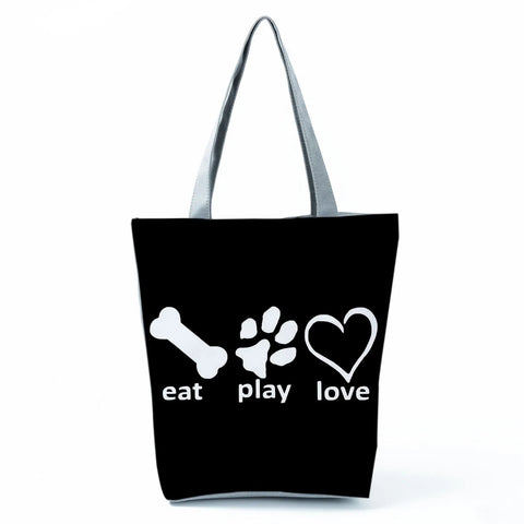 Image of Fashion Cat Dogs Paws Handbags Print Cute Cartoon Shopping Bag-FrenzyAfricanFashion.com