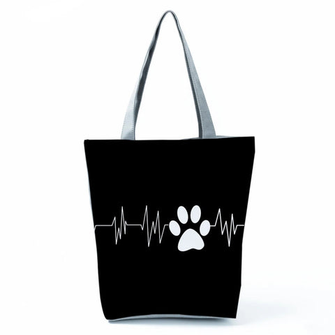 Image of Fashion Cat Dogs Paws Handbags Print Cute Cartoon Shopping Bag-FrenzyAfricanFashion.com