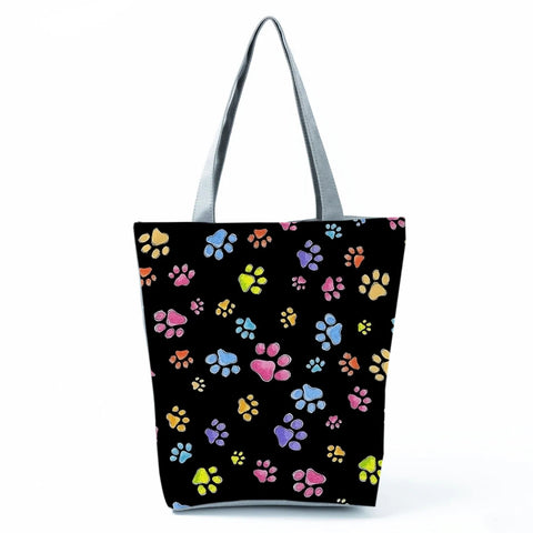 Image of Fashion Cat Dogs Paws Handbags Print Cute Cartoon Shopping Bag-FrenzyAfricanFashion.com