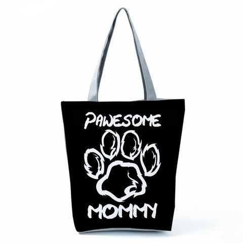 Image of Fashion Cat Dogs Paws Handbags Print Cute Cartoon Shopping Bag-FrenzyAfricanFashion.com