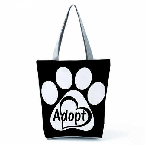 Image of Fashion Cat Dogs Paws Handbags Print Cute Cartoon Shopping Bag-FrenzyAfricanFashion.com