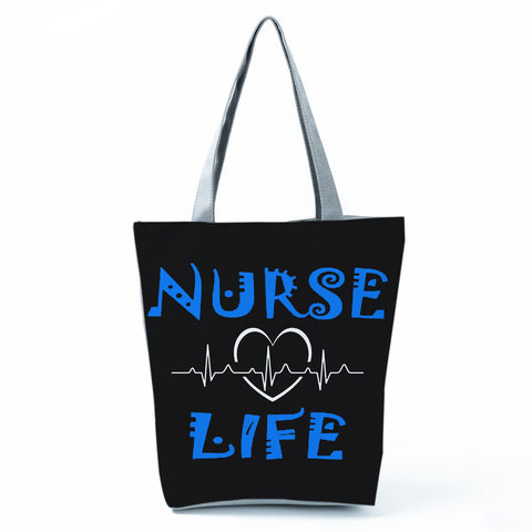 Image of Shopping Bags Women's Handbag Customized High Capacity Faith Love Nursing Reusable Nurse Letter Print Tote Shoulder Bag Portable-FrenzyAfricanFashion.com