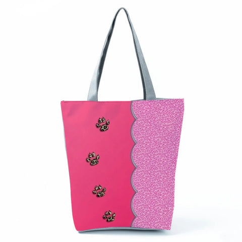 Image of Fashion Cat Dogs Paws Handbags Print Cute Cartoon Shopping Bag-FrenzyAfricanFashion.com