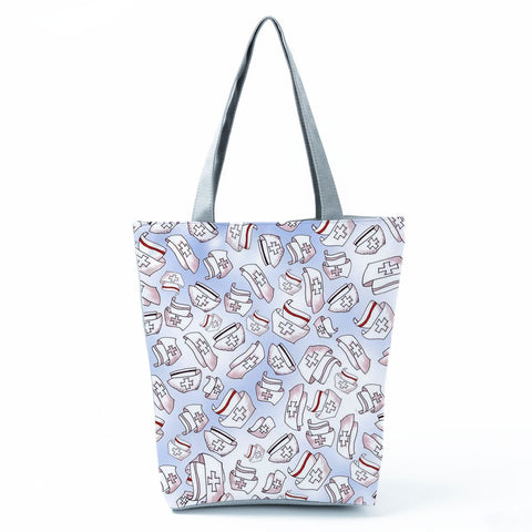 Image of Shopping Bags Women's Handbag Customized High Capacity Faith Love Nursing Reusable Nurse Letter Print Tote Shoulder Bag Portable-FrenzyAfricanFashion.com
