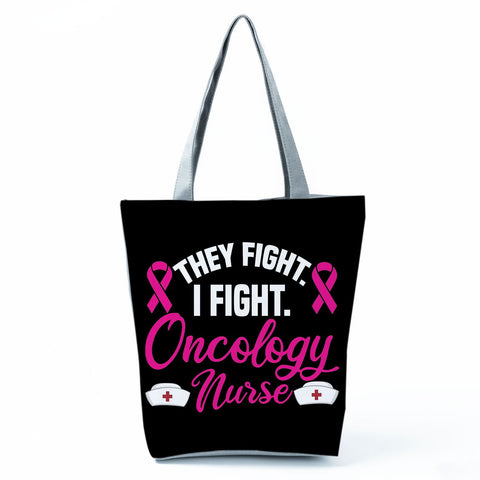 Image of Shopping Bags Women's Handbag Customized High Capacity Faith Love Nursing Reusable Nurse Letter Print Tote Shoulder Bag Portable-FrenzyAfricanFashion.com