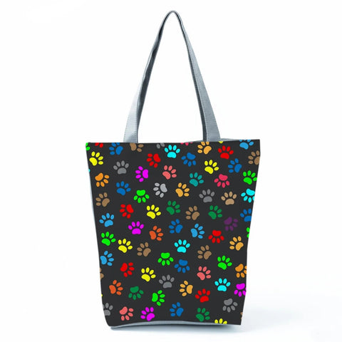 Image of Fashion Cat Dogs Paws Handbags Print Cute Cartoon Shopping Bag-FrenzyAfricanFashion.com