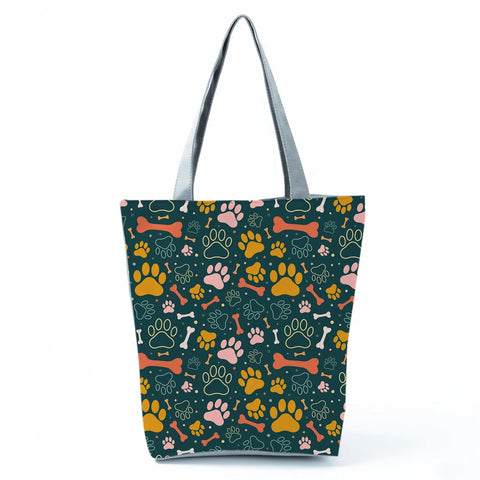 Image of Fashion Cat Dogs Paws Handbags Print Cute Cartoon Shopping Bag-FrenzyAfricanFashion.com