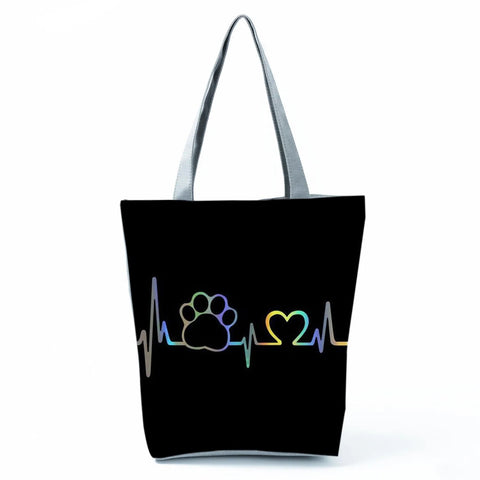 Image of Fashion Cat Dogs Paws Handbags Print Cute Cartoon Shopping Bag-FrenzyAfricanFashion.com
