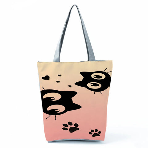 Image of Fashion Cat Dogs Paws Handbags Print Cute Cartoon Shopping Bag-FrenzyAfricanFashion.com