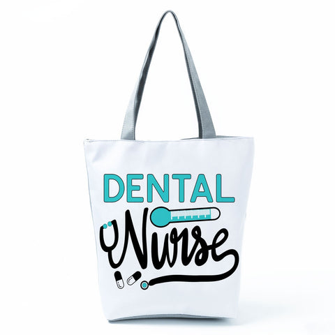 Image of Shopping Bags Women's Handbag Customized High Capacity Faith Love Nursing Reusable Nurse Letter Print Tote Shoulder Bag Portable-FrenzyAfricanFashion.com