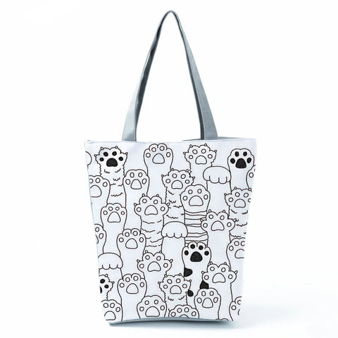 Image of Fashion Cat Dogs Paws Handbags Print Cute Cartoon Shopping Bag-FrenzyAfricanFashion.com