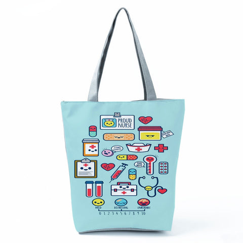 Image of Shopping Bags Women's Handbag Customized High Capacity Faith Love Nursing Reusable Nurse Letter Print Tote Shoulder Bag Portable-FrenzyAfricanFashion.com