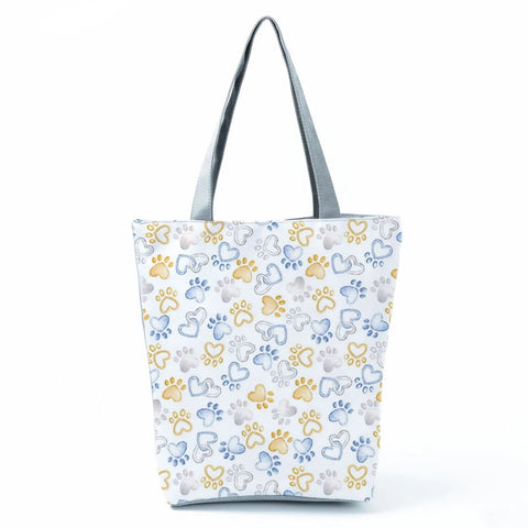 Image of Fashion Cat Dogs Paws Handbags Print Cute Cartoon Shopping Bag-FrenzyAfricanFashion.com