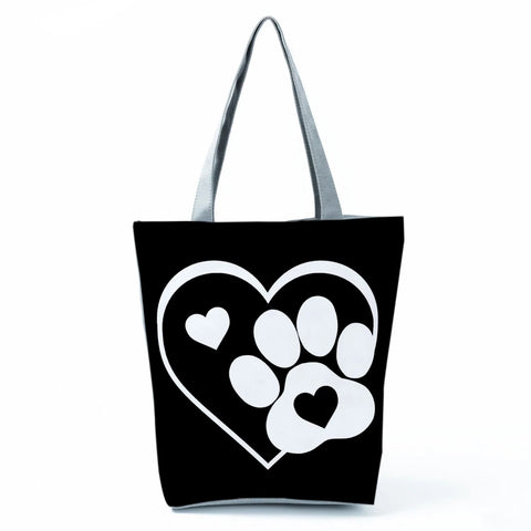 Image of Fashion Cat Dogs Paws Handbags Print Cute Cartoon Shopping Bag-FrenzyAfricanFashion.com