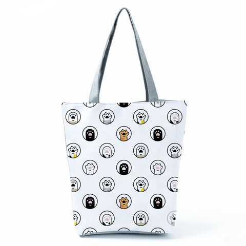 Image of Fashion Cat Dogs Paws Handbags Print Cute Cartoon Shopping Bag-FrenzyAfricanFashion.com
