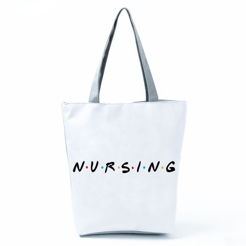 Image of Shopping Bags Women's Handbag Customized High Capacity Faith Love Nursing Reusable Nurse Letter Print Tote Shoulder Bag Portable-FrenzyAfricanFashion.com