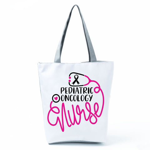 Image of Shopping Bags Women's Handbag Customized High Capacity Faith Love Nursing Reusable Nurse Letter Print Tote Shoulder Bag Portable-FrenzyAfricanFashion.com