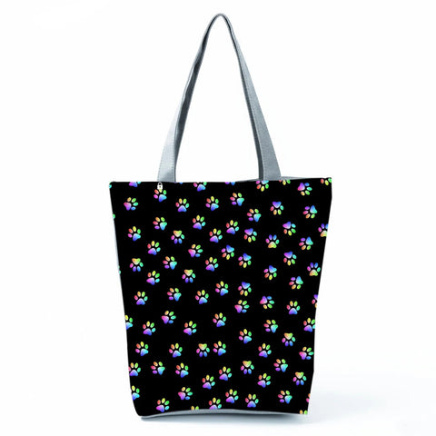 Image of Fashion Cat Dogs Paws Handbags Print Cute Cartoon Shopping Bag-FrenzyAfricanFashion.com