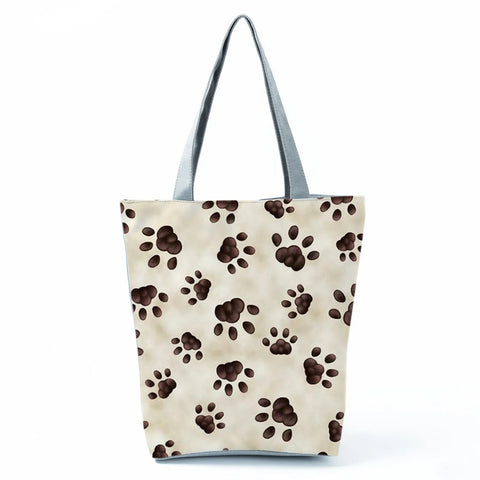 Image of Fashion Cat Dogs Paws Handbags Print Cute Cartoon Shopping Bag-FrenzyAfricanFashion.com