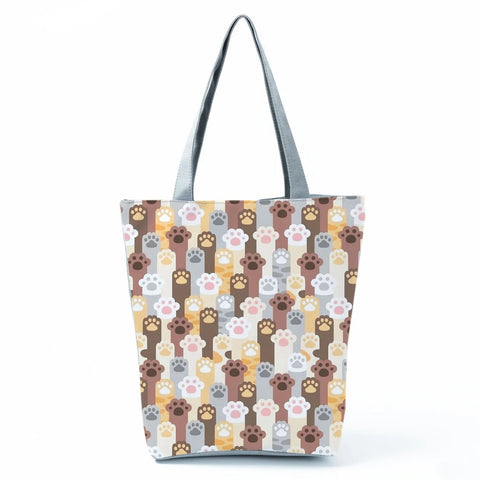 Image of Fashion Cat Dogs Paws Handbags Print Cute Cartoon Shopping Bag-FrenzyAfricanFashion.com