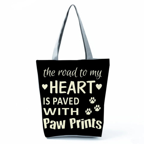 Image of Fashion Cat Dogs Paws Handbags Print Cute Cartoon Shopping Bag-FrenzyAfricanFashion.com