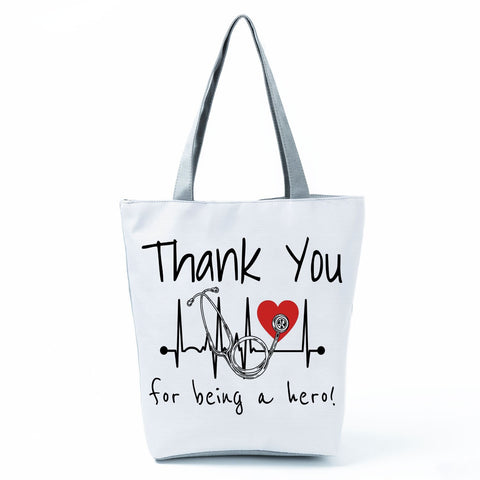 Image of Shopping Bags Women's Handbag Customized High Capacity Faith Love Nursing Reusable Nurse Letter Print Tote Shoulder Bag Portable-FrenzyAfricanFashion.com
