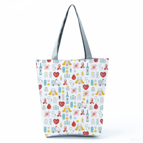 Image of Shopping Bags Women's Handbag Customized High Capacity Faith Love Nursing Reusable Nurse Letter Print Tote Shoulder Bag Portable-FrenzyAfricanFashion.com