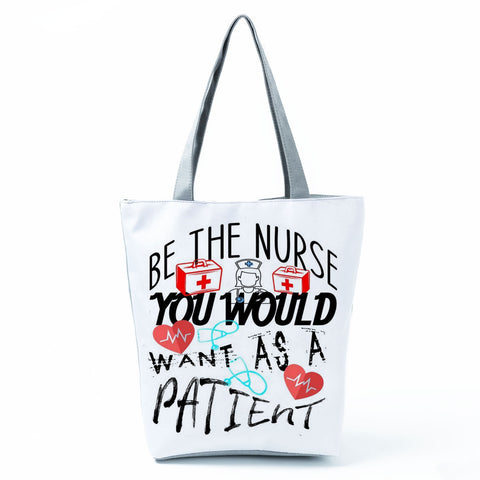 Image of Shopping Bags Women's Handbag Customized High Capacity Faith Love Nursing Reusable Nurse Letter Print Tote Shoulder Bag Portable-FrenzyAfricanFashion.com