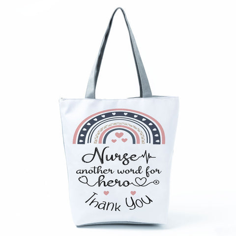 Image of Shopping Bags Women's Handbag Customized High Capacity Faith Love Nursing Reusable Nurse Letter Print Tote Shoulder Bag Portable-FrenzyAfricanFashion.com