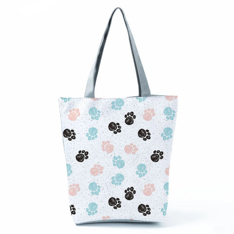 Image of Fashion Cat Dogs Paws Handbags Print Cute Cartoon Shopping Bag-FrenzyAfricanFashion.com