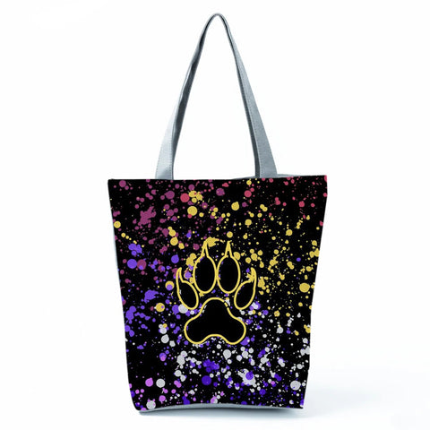 Image of Fashion Cat Dogs Paws Handbags Print Cute Cartoon Shopping Bag-FrenzyAfricanFashion.com