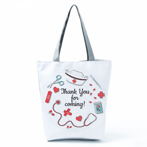 Image of Shopping Bags Women's Handbag Customized High Capacity Faith Love Nursing Reusable Nurse Letter Print Tote Shoulder Bag Portable-FrenzyAfricanFashion.com