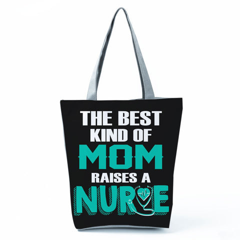 Image of Shopping Bags Women's Handbag Customized High Capacity Faith Love Nursing Reusable Nurse Letter Print Tote Shoulder Bag Portable-FrenzyAfricanFashion.com
