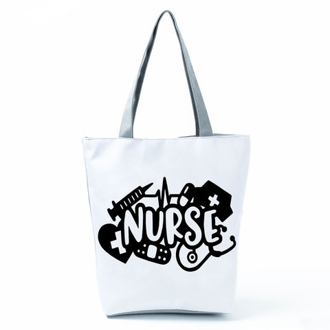 Image of Shopping Bags Women's Handbag Customized High Capacity Faith Love Nursing Reusable Nurse Letter Print Tote Shoulder Bag Portable-FrenzyAfricanFashion.com