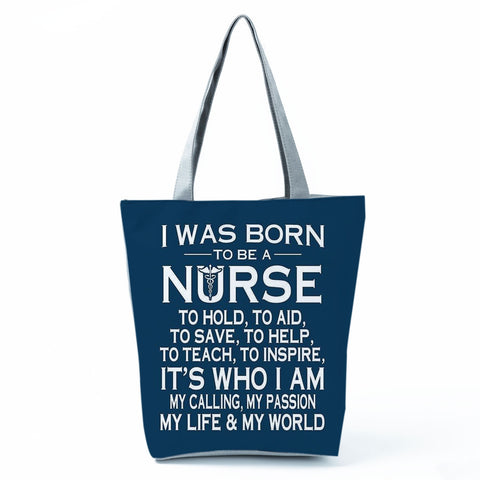 Image of Shopping Bags Women's Handbag Customized High Capacity Faith Love Nursing Reusable Nurse Letter Print Tote Shoulder Bag Portable-FrenzyAfricanFashion.com