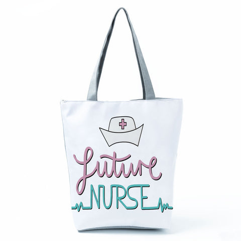 Image of Shopping Bags Women's Handbag Customized High Capacity Faith Love Nursing Reusable Nurse Letter Print Tote Shoulder Bag Portable-FrenzyAfricanFashion.com