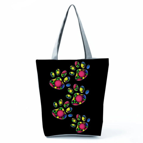 Image of Fashion Cat Dogs Paws Handbags Print Cute Cartoon Shopping Bag-FrenzyAfricanFashion.com